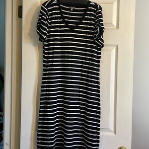 Black and white striped dress